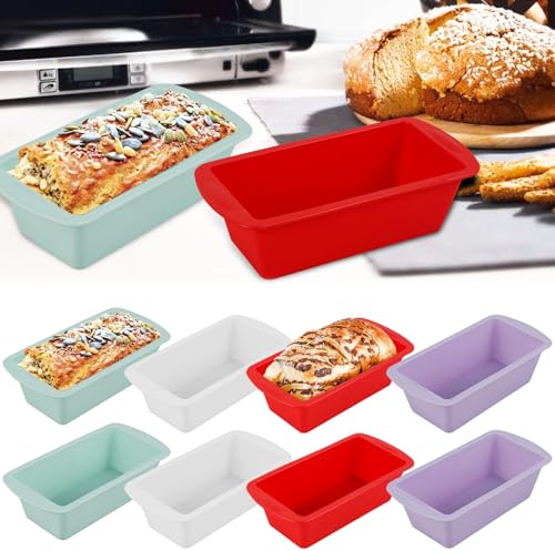 8 stycken silikonbakformar brödbakform liten rektangulär silikonbröd limpanna icke-pinnar bakform värmebeständig silikon bakpanna återanvändbara tillbehör för bakning för ugn tårta rostat bröd