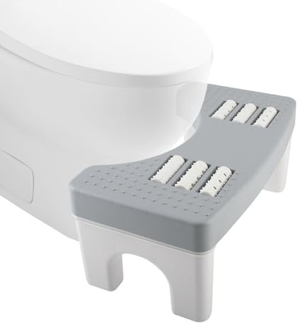 SWoob Toilet Stool 38.5 cm Toilet Stool for Adult and Kids Detachable Thickened Step Stool Non Slip with Massage Function Fits All Toilets for Assist Relieve (Grey)