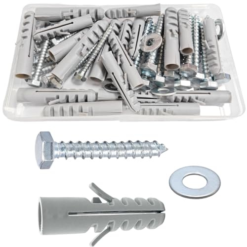 6 Sets Mauerwerk-Dübel, M14 x 75 mm, Wandbefestigungsschrauben, Ankerbolzen mit M10 x 100 mm Schrauben und M10 x 25 mm Unterlegscheiben, Aufbewahrungsbox, geeignet für TV-Halterungen