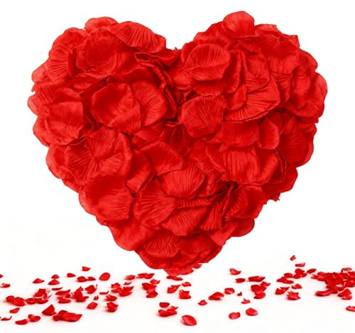 XRCHAA 1000pcs Red RosePetals,Dried Rose Petals,Artificial RoseFlowers,Rose Petals for Bedroom,FakeRose Petals for Romantic Scenes Wedding Anniversary, Confession Decoration,Birthday(Red)