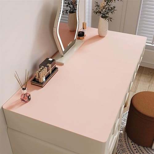 Wokuaile Schreibtischunterlage 90x50cm abwaschbar Tischunterlage Schreibtisch aus PU-Leder Schreibtisch Unterlagenmatte für Büro, Pink