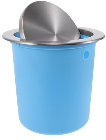 DEARMAMY Cubo de Basura Empotrado Tapa Abatible de Acero Inoxidable y Plástico Tamaño Grande 430 MM Papelera Integrada para Encimera de Cocina y Baño Ahorro de Espacio Apertura Suave y