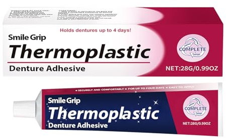 Crema adhesiva para dentaduras postizas – Adhesivo termoplástico para dentaduras postizas – Pegamento para prótesis dentales de larga duración – Adhesivo termoplástico – Adhesivo dental seguro