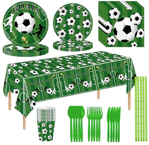 133Pcs Football Decorations Birthday Tableware Soccer