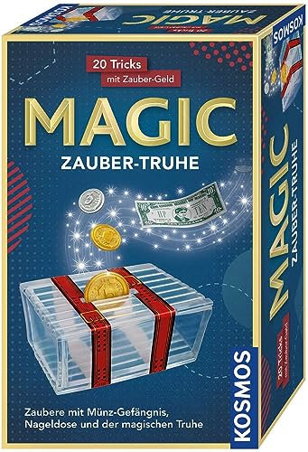 Kosmos 657505 Magic Zauber-Truhe, 20 magische Tricks mit Zaubergeld und Münzen, Zaubern Lernen im Handumdrehen, Kompaktes Format, Mitbringspiel, Zaubern für Kinder ab 8 Jahren
