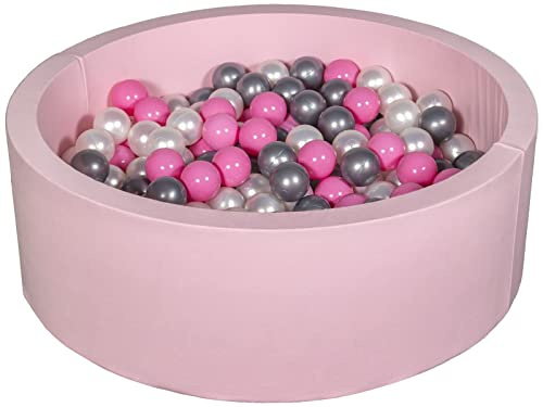 Velinda Bällebad Ballpool Kugelbad Bällchenbad Bällchenpool Kinder-Pool+300 Bällen rosa (Farbe der Bälle: perlweiß, rosa, silberfarben)