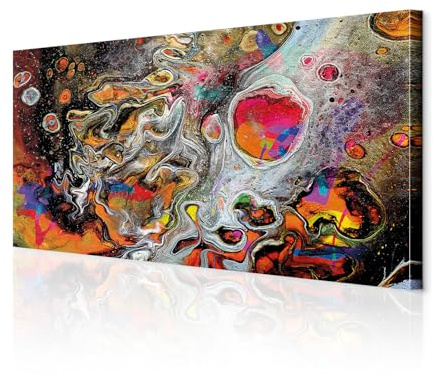 decomonkey Wandbilder Abstrakt 120x60 cm 1 Teilig Leinwandbilder Kunstdruck | Strukturleinwand, Holzkeilrahmen, Bild auf Leinwand, Wanddeko, Wohnzimmer, Wanddekoration, Kunst, Modern, Textur, Pouring