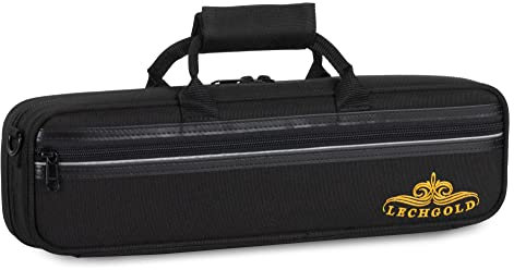 Lechgold Leichtkoffer für Querflöte - Lightcase für alle gängigen Querflöten mit C-Fuß - Thermopolsterung - Außentasche - Schultergurt - Instrument und Zubehör - Schwarz
