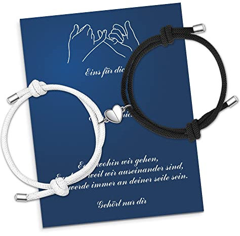 Berry Only Pärchen Armband Magnet,Paar Armbänder Partner Armband,Fernbeziehung Armbands Für Paare,Geschenke Für Muttertag Freund,Freundin,Sein Und Sie Valentinstag Armbänder,Herz Schwarz und Weiß
