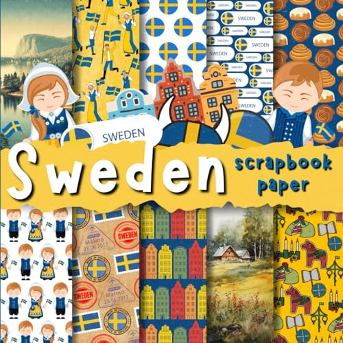 Sweden scrapbook paper: Double-Sided Decorative craft Papers for Wrapping, Junk Journals & Mixed Media, Card Making and more