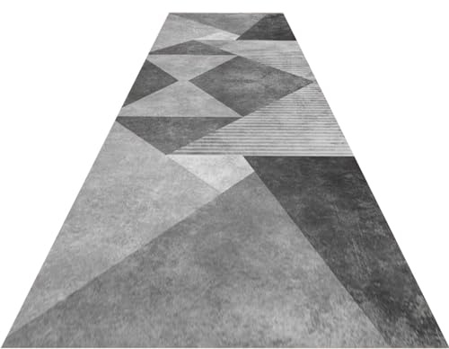 Alfombra Pasillo Alfombras Modernas de Retales Grises, Corredores de Pasillo de Pelo Bajo Extralargos Lavables, Tapis Decorativos de Decoración Interior de Fácil Cuidado para Cocina/Salón/Entrada (