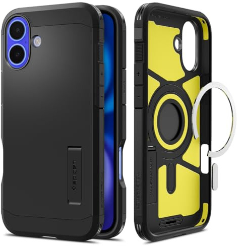 Spigen Tough Armor (AI) MagFit Case for iPhone 16, Compatible with MagSafe Accessories - Black