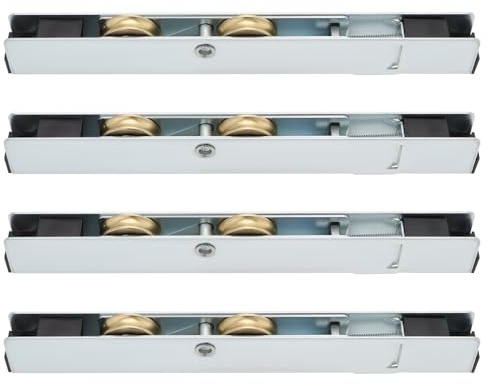 eMagTech 4 Piezas Rodillos para Puerta Corredera de Patio 158x20x12mm Doble Rueda de Cobre Polea Deslizante para Madera Aluminio Puerta de Empuje Ventana Puerta Mosquitera