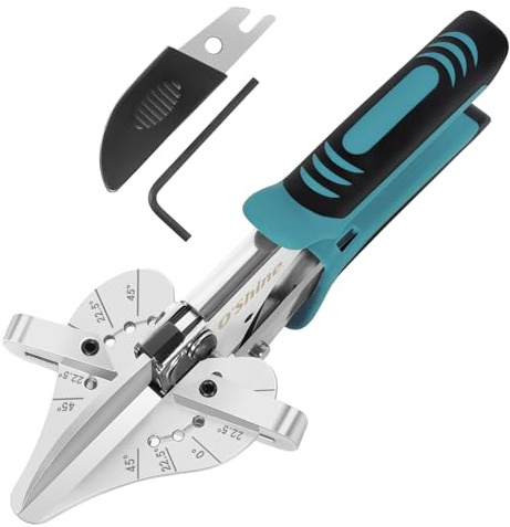 O’Shine 22.5 Degree Ratchet Miter Shears, 80% Force Reduction For Angular Cutting PVC Molding, Soft Wood, Shoe Molding, Quarter Round Cutting Tool, Trim Cutter Hand Tool, w/ 1pc Extra Blade