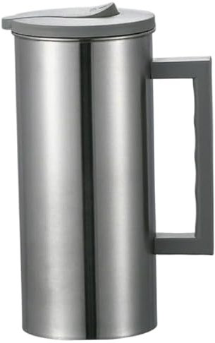Jarra de acero inoxidable con tapa, jarra de metal de 1800 ml, de acero inoxidable de apertura con manija, de agua sin deslizamiento para café, té, jugo, bebidas