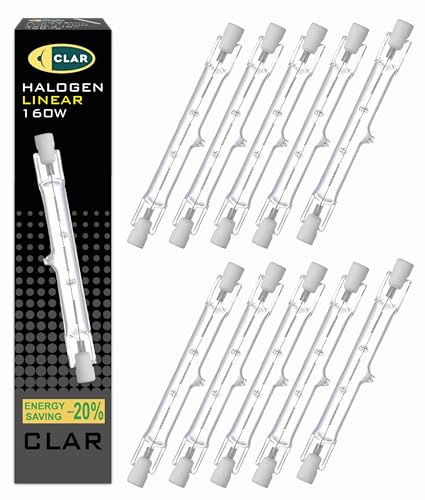 CLAR - Halógena Lineal 160W 78mm 230V CL, Bombillas Halogenas, Focos Halógenos, Bombilla Halógena R7S (Pack 10)