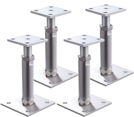 4 st stolstöd höjdjusterbara balkskor 150–190 mm, stödben av galvaniserat stål stolpskor, justerbar höjd stolpe, stolstöd justerbar höjd för staket carport