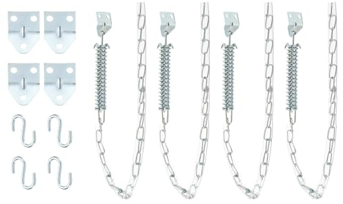 PATIKIL Screen Door Chain,(25 Inch, Silver) (4 Pcs), Zinc Plated Steel Spring Storm Door Protector with 1 Pcs Corner Bracket and S-Hook, Suit for - Medium Lightweight Storm Screen Doors