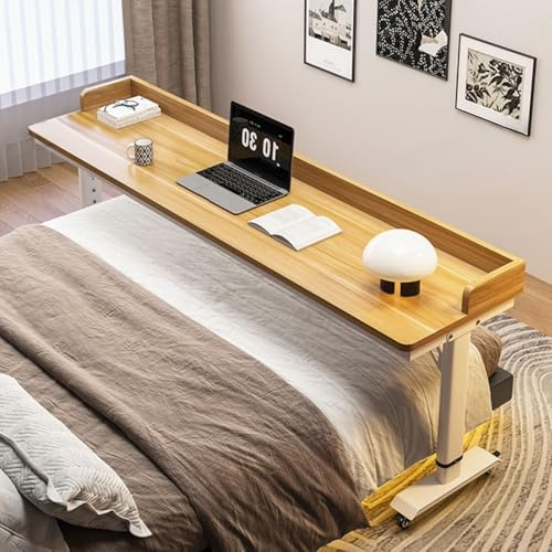 Verstellbarer mobiler Betttisch mit Rollen und Trennwänden, robuster Rolltisch für Laptop, Esszimmer und vielseitig einsetzbar im Schlafzimmer oder Wohnzimmer