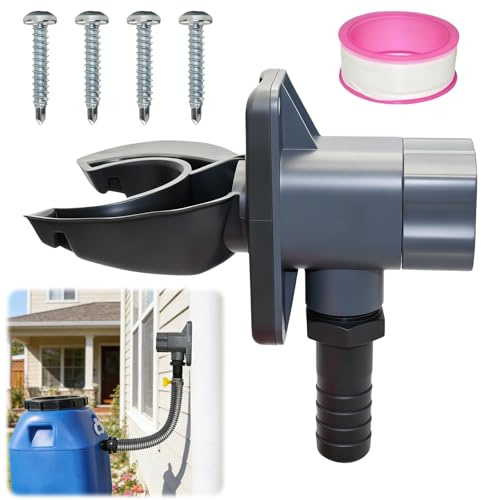 XSHAO® Anslutning för regnburk, regnvattensamlare för dräneringsrör 70–110 mm med teflontejp och 4 st regntankskruvar, takanslutningsset upp till 80 m²