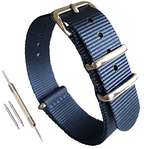 MZBUTIQ 14 mm Blue Nylon Watch Strap One-piece Ballistic Watch Band Belt Replacement