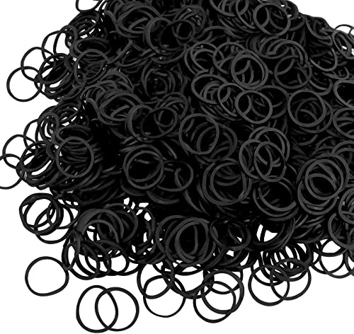 Hanyousheng 1000 Pièces Petit Elastique pour Cheveux, Mini Bandes de Caoutchouc pour Tressage, pour Fille Homme et Femme, Noir