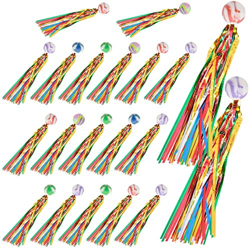 Cisolen 20 Stück Hüpfbälle für Kinder Springball mit Farbige Bänder Gummiball Spielzeug Geburtstagsfeier Füllstoffe für Mitgebsel Kindergeburtstag Gastgeschenke Party Werfen Spielzeug