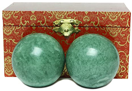 STCREE 5 cm Palloni da mano in marmo Soild palle da baoding cinesi massaggio verde scuro stress salute palle da meditazione per la terapia delle mani verde scuro senza carillon TQGJST16