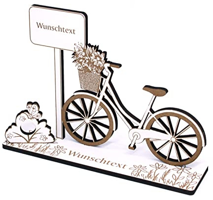 Geldgeschenk Fahrrad Damenrad - inkl. Wunschtext - Vintage Damenfahrrad Retro Schild für Geld Gutschein - 20 x 14 cm
