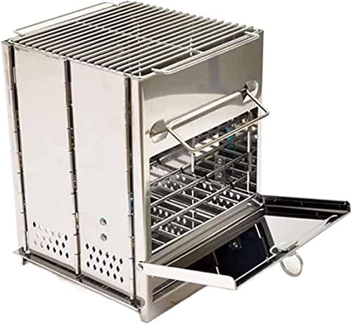 Parrilla de Gas, Estufa de leña Plegable Grande, Estufa portátil para Acampar, Estufa de Madera para mochilero al Aire Libre, Parrilla para Barbacoa, Herramientas de Cocina para Picnic