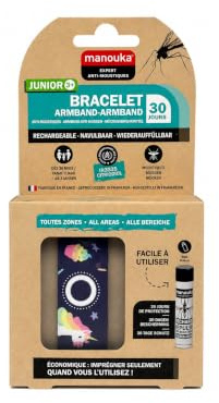 MANOUKA Junior pulsera antimosquitos y moscas 30 días unicornio Made in France