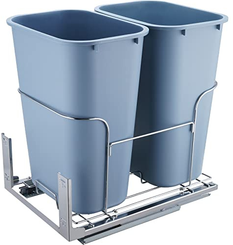 VEVOR Poubelle Encastrable Coulissante 35 x 2 L Collecteur de Déchets sur Glissières Charge 50 kg Fermeture Amortie pour Tri Sélectif Placard Meuble Bas Sous Évier et Comptoir Cuisine Restaurant Bar