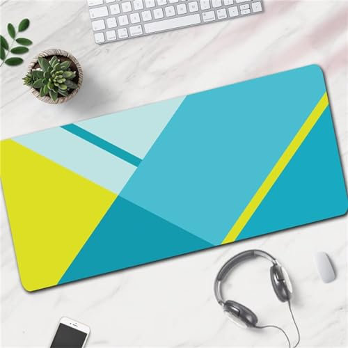 Tapis de Souris Gaming XXL 1200x600x3mm,Patchwork Bleu Jaune Grand Tapis de Souris,Base en Caoutchouc antidérapante,Spéciale Améliore la Précision et la Vitesse pour Gamer PC Ordinateur