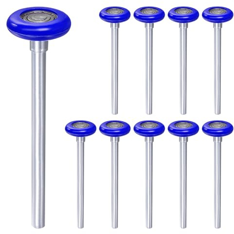 QUARKZMAN 10pcs 1.8 Roulettes de porte de garage en nylon pour rail de garage de 2, tige longue de 7, roues porte garage silencieuses, roulement de précision 6200zz à 8 billes, bleu