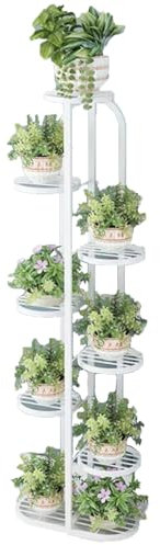 JATIBOSH 4-9 Etagen Hölzern Metall Pflanzenständer Innen Außen, Ecke Blumenregal Pflanzenregal für Mehrere Pflanzen, Blumenständer Pflanzentreppe für Outdoor-Balkon Garten Wohnzimmer