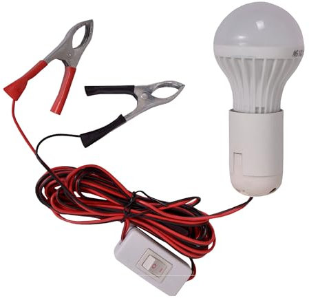 Portable Led Bulb with Crocodile Connector Clips E27 5W 12VDC