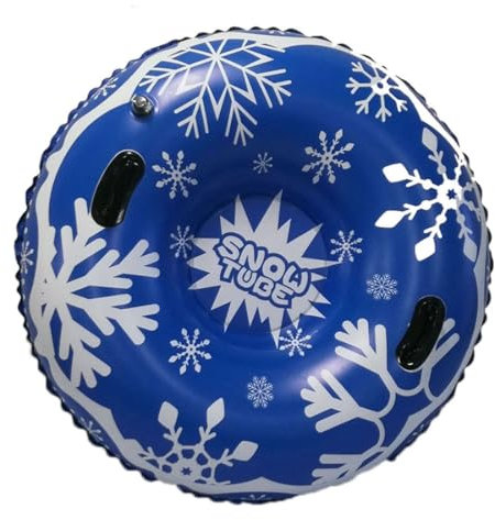 Aufblasbare Schneereifen mit Griffen, Aufblasbarer Schlitten, Schneereifen mit abnembarer Schleppleine, Schneeschlauch Rodelreifen mit gepolstem Sitz für Kinder & Erwachsene - SNOWRIDER