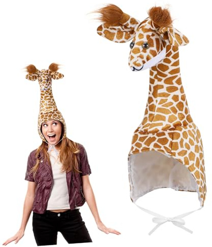 ibasenice Giraffenmütze für Junge Mädchen und Erwachsene Bequemer Kostümaccessoire für Partys und Aufführungen Giraffenkopfkostüm mit Hut Spielzeug für Jungen und Mädchen