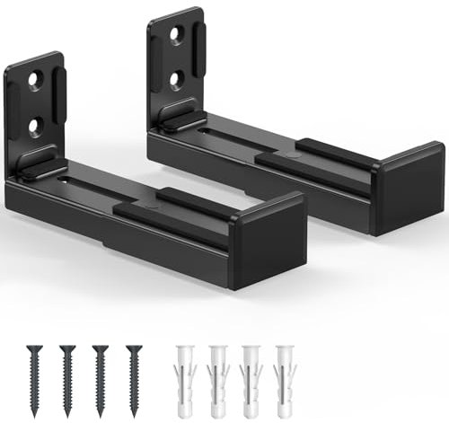 Soporte universal de pared para barra de sonido, soporte de pared para altavoz dual compatible con televisores, profundidad ajustable de 3.5 a 6.1 pulgadas, soporta hasta 33 libras, kit de montaje de