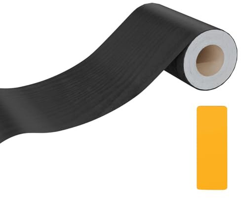 SUNYHUE Woodgrain Duct Tape, 10 cm x 10 meters Self Adhesive Wood Effect Tape, Waterproof Wood Repair Tape, PVC Wooden Tape, Wood Grain Wallpaper Borders for Floor, Door, Tables, Furniture (Black)