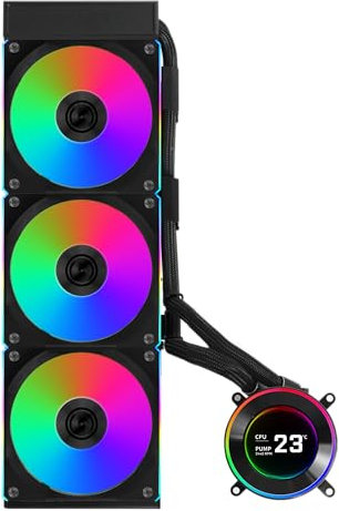 Lian Li Hydroshift II 360 CL RGB Liquid CPU Cooler - 360mm AIO - 3X 120 RGB Fans - 2.1” IPS LCD Screen - 3 Control Mode - Flexible Tubes Clamp - LGA 1851/1700, AMD AM5/AM4 - Black (HS2LCD36RB)
