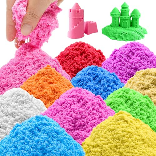 Cmaqpw 11 Pack Play Sand for Kids,7.3 lbs of 11 Colored Magic Sands,Colorful Sensory Toy Sand Art Kits for Party Gifts Christmas Gifts Boy Girl Kids