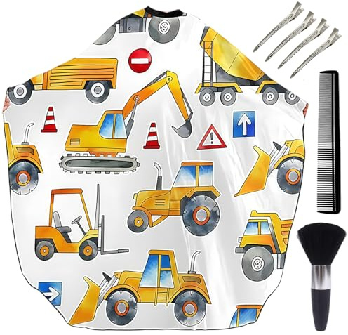 SPOKKI 7-teiliges Friseur Set Kinder, Friseurumhang Kinder mit Verstellbarem Schnappverschluss, beinhaltet Haarbürste, Haarsweeper und Friseurklammern für Haarschneiden Zuhause und DIY Erlebnis