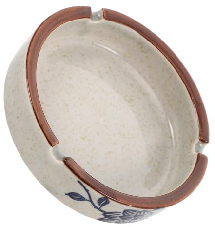 PRETYZOOM Ceramic Ashtray Windproof Porcelain Smoking Tray Office Decoration Indoor Outdoor Desktop Bowl