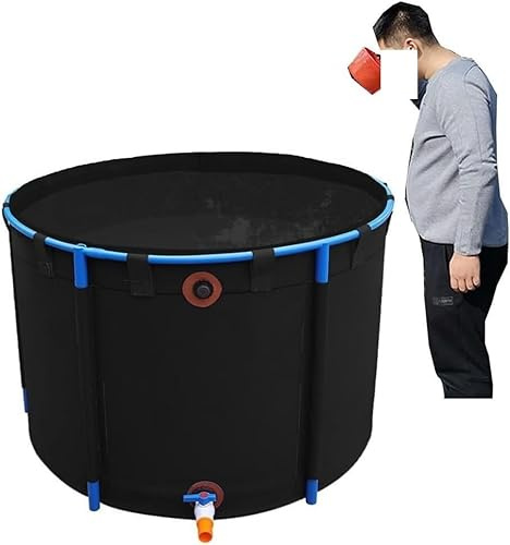 EBZFASO Piscina Fuori Terra, Telaio Rotondo Fuori Terra in Tela for laghetto con Rivestimento in PVC, Pesce Rosso Koi Nero(Black,2x1m)