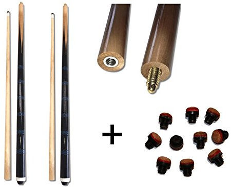 Wagner Automaten 2xBillardqueue zweiteilig ECO in toller Optik+10 Ersatzschraubleder (schwarz-blau)