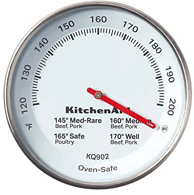 KitchenAid KQ902 Leave-in, Oven/Grill safe Meat Thermometer, TEMPERATURE RANGE: 120F to 200F, Stainless Steel, Analog