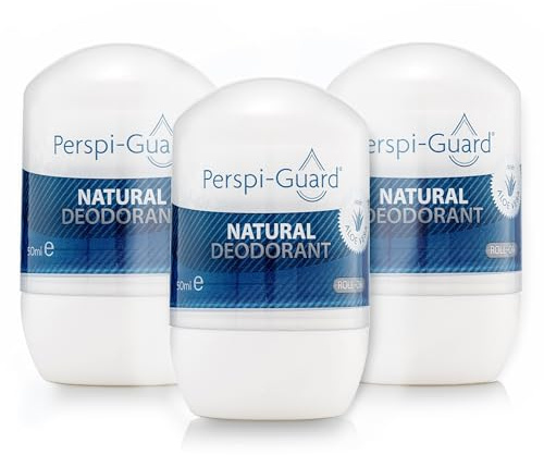Perspi-Guard Natural Deodorant Roll-On for Women & Men, Aluminium Free, Long-Lasting Odour Protection, Aloe Vera, Vegan, Paraben Free, 50ml, 3-Pack