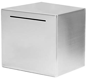 ZSooner Hucha de acero inoxidable, caja de dinero que no se puede abrir, caja de ahorro de dinero segura para adultos y niños, debe romperse para abrir (12 x 12 x 12 cm)