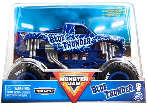 Monster Jam, Official Blue Thunder Monster Truck, Collector Die-Cast Vehicle, 1:24 Scale
